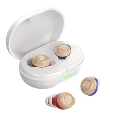 Amplificateur De Son Rechargeable Amplificateur de son auditif Invisible Avec Portable Boîtier De Chargement, lot de 2 (noir)