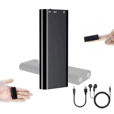 PZCC Mini enregistreur vocal, 16 Go à activation vocale, ultra compact avec lecteur MP3 et interface USB, adapté pour les discours, conférences, réunions et autres occasions