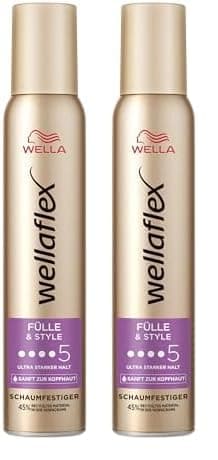 Wellaflex Fülle & Style Mousse coiffante pour femme - Tenue ultra forte jusqu'à 24 heures - Pour cheveux pleins et volumineux - Doux pour le cuir chevelu - Testé dermatologiquement - Sans silicone -