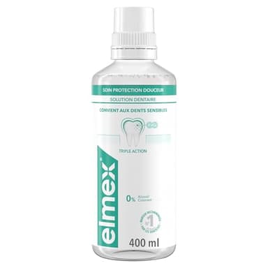 ELMEX - Bain de bouche Soin Protection Douceur - Triple action pour dents sensibles et protection caries - Sans alcool - Goût menthe - 400ml