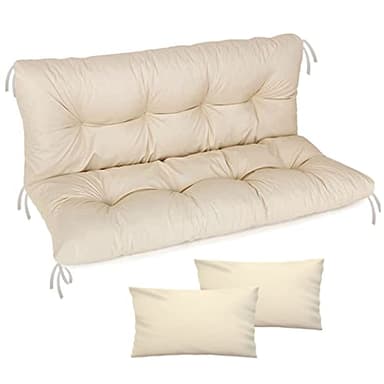 Ferocity Coussin imperméable pour balancelle de Jardin, Matelas 100x50x50 pour Meubles en Palette, Grand Confort Coussins avec Dossier, Meubles de Jardin, Beige [133]