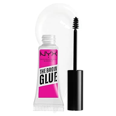 NYX Professional Makeup Colle Fixatrice à Sourcils Teintée, Tenue 16H, Formule Vegan, Fini Naturel, Applicateur Goupillon, The Brow Glue, Teinte : Transparent (01)