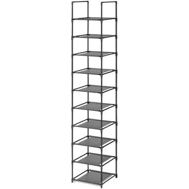 edihome, Etagere Chaussure, 10 Niveaux, (33 x 33 x 173 cm), étagère à Chaussures Haute et étroite, Plastique, Verticale, Show Rack (10 Niveaux - L)