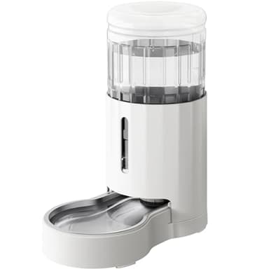 JUNSPOW Distributeur d'eau en Acier Inoxydable 7L, Grande capacité, Pas d'électricité et Distributeur d'eau Automatique Ultra-Silencieux pour Les Grands Chiens et Les Chats Multiples, Blanc.