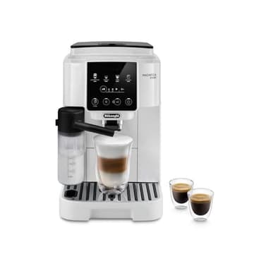 De'Longhi Magnifica Start ECAM220.61.W, Machine à Café Automatique à Grains avec 4 Recettesen une Touche, Mousseur de Lait Automatique Latte Crema Chaud, Panneau de Contrôle Tactile, Blanc