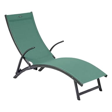 Hespéride - Transat Pliable Samba Vert Olive et Graphite Anti-Rouille Inclinable, 4 Positions Empilable Chaise Longue pour Jardin, Terrasse, Balcon