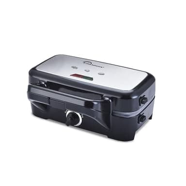 LITTLE BALANCE 8368 Speed'n Mixt 1200, Gaufrier 2 en 1, Gaufres, Croques, Grill, Plaques amovibles, Sans PFAS,1200 W, Noir Inox