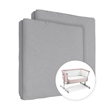 Lot de 2 draps-Housses en Jersey 100% Coton pour Matelas de Berceau de 90 x 55 cm (Gris)