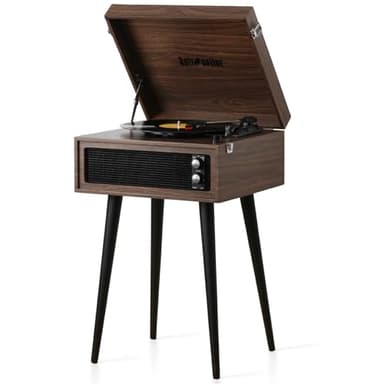 RETROSPILER Tourne Disque avec Support, Platine Vinyle Bluetooth à 3 Vitesses avec Haut-parleurs intégrés et Pieds Amovibles, enregistreur USB, Conversion Vinyle en MP3(Espresso)