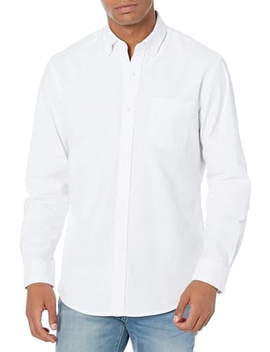 Amazon Essentials Chemise Oxford à Une Poche et Manches Longues Coupe Régulière Homme, Blanc, XXL