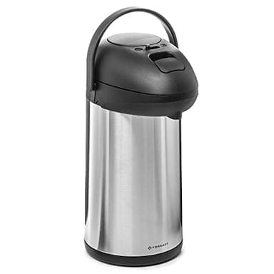 Forgast Thermos avec pompe | Acier inoxydable | Capacité 4 litres | Couvercle et poignée en plastique | Pratique à utiliser | pour boissons chaudes | Facile à nettoyer | Lavable au lave-vaisselle