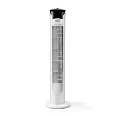 BLACK+DECKER BXEFT47E - Ventilateur colonne 45W, silencieux, oscillant, hauteur de 81cm, 3 vitesses, minuterie de 2h, base antidérapante, poignée de transport, flux d'air puissant