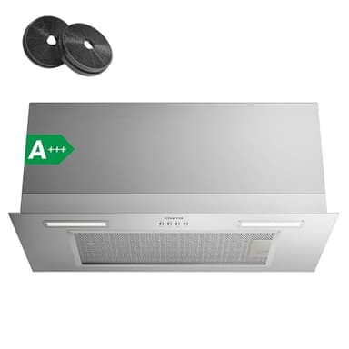 Ciarra Hotte Aspirante Encastrée 60cm A+++, 650 m³/h, 3 Vitesses, Mode Recyclage ou Évacuation, Filtre à Charbon Inclus, LED Éclairage, Inox – CBCS6926A