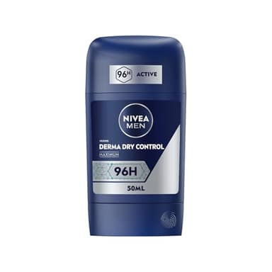 NIVEA MEN - Stick Masculin Derma Dry Control - Déodorant Homme 96H Anti-Transpirant - Protection Maximum Contre la Transpiration Intense & les Odeurs - Derma Control - Tous Types de Peaux - 50 ml