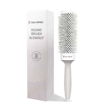 Brosse ronde professionnelle pour brushing avec céramique et technologie ionique – Combinaison de poils innovante pour le volume, la douceur et le coiffage – Idéal pour frange
