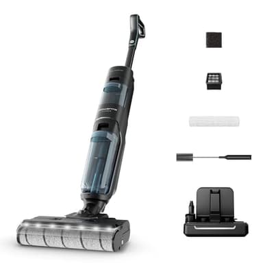 Rowenta X-Clean5, Aspirateur Laveur sans Fil, Nettoyage 2-en-1, Mode de détection Auto, Éclairage LED, Auto-Nettoyage, Séchage air Chaud, GZ5555EE, Noir