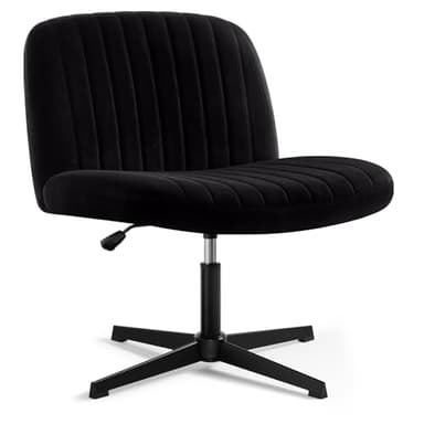 IWMH Chaise de Bureau sans Accoudoirs,Chaise de Coiffeuse Pivotante sans roulettes,Chaise de Bureau avec Coussin en Tissu,Chaise d’Ordinateur à Hauteur Réglable,pour Bureau,Chambr (Noir)
