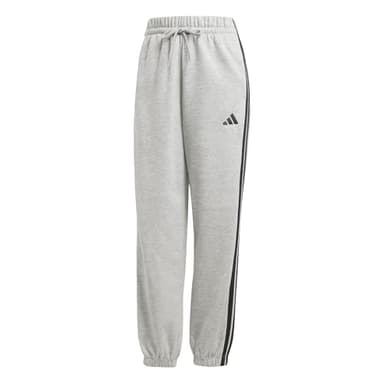 Adidas Damen Essentials 3-Stripes Fleece Loose Pants, Medium Grey Heather/Black, XS