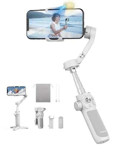 Feiyutech VB4 Kit Stabilisateur Smartphone avec Suivi 3 Axes,Traceur Magnétique AI 2-en-1&Lumière de Remplissage ACC.,Tige d'extension de 216mm,Charge utile de 260g,Stabilisateur pour iPhone/Android