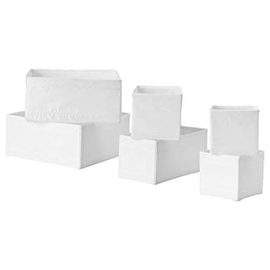 Ikea SKUBB Lot de 6 boîtes de rangement pour chaussettes, ceintures et bijoux dans votre armoire ou commode Blanc
