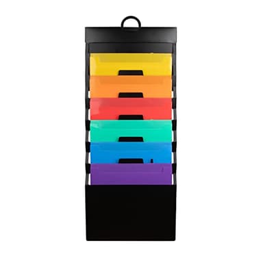 MoonSing Trieur Mural Porte Revue A4 Présentoir, Mural Organisateur de Fichiers à Suspendre, Pliable en Plastique Magazines Poches de Rangement, Cascade Support pour Bureau, Scolaire