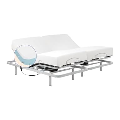 Geriafy - Lit Double Électrique 160x200 cm avec Deux Sommiers Indépendants | Matelas en Mémoire de Forme avec Housse en Tencel
