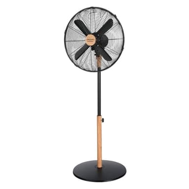 Cecotec Ventilateur sur Pied EnergySilence 600 Woodstyle, 50 W, Finition Bois, Diamètre 16", 4 Pales, 3 Vitesses, Oscillation, Réglable en Hauteur, Sécurité Maximale