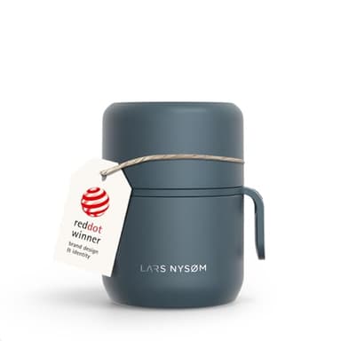 LARS NYSØM Boîte Alimentaire Isotherme en Inox - Récipient Hermétique pour Repas Chauds ou Froids, Thermos à Large Ouverture pour Soupe, Bureau & Voyage (Stone Blue, 350ml)