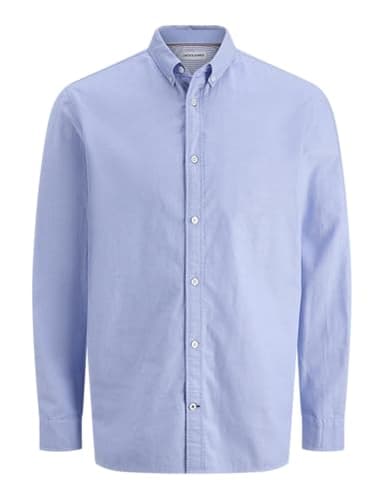 JACK & JONES Ls T-Shirt Jjoxford Detail L, Bleu Ciel, L Hommes