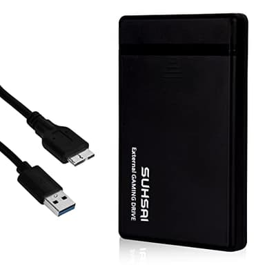 SUHSAI Disque Dur Externe, Disque Dur de Jeu, Disque Dur Portable 1 to, Disque Dur Externe USB 3.0, Disque de Stockage pour PS5, PS4, PS3, Mac, PC, Ordinateur Portable, Console de Jeu (Noir)