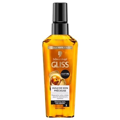 GLISS - Schwarzkopf - Huile de Soin Précieuse - Reparation ultra-ciblée - Apporte Résistance & Nutrition - Haptiq System - Cheveux Secs & Très Abîmés - Cheveux 100% Plus Forts - Soin Intense - 75ml