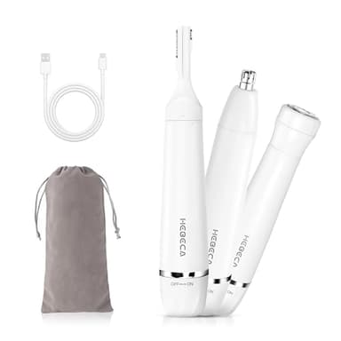 HEBECA Tondeuse à poils de nez - 3 en 1 Rasoir électrique femme - Tondeuse nasale USB Rechargeable et Etanche pour nez Oreille sourcil fuzz lèvres menton(BLANC) (3)