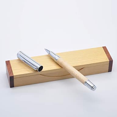 LACHIEVA LUX Stylo roller élégant en bois d'érable avec recharge d'encre allemande Schneider Stylo en bois de luxe pour hommes et femmes. Beau cadeau pour l'écriture (érable)