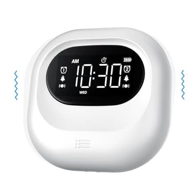 Réveil vibrant pour dormir profond, réveil à piles sous l'oreiller, vibration réglable, sans fil, double alarme, rétroéclairage, horloge numérique portable pour les malentendants