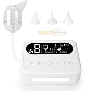 HOSSOM Mouche bébé électrique, 9 forces d'aspiration Aspirateur nasal Nettoyant Nasal Rechargeable Avec Musique Et Lumière Pour Jeunes Enfants, Facile à nettoyer,Portabilité(blanc)