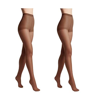 Conte elegant SOLO 40 DEN Lot de 2 Collants Semi-Mat pour Femmes Résistants - Collants Fins et Lisses avec Culotte Marquée - Mokka taille 4