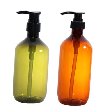 LOORGVEL 2pièces Flacons Shampooing Et Savon Liquide Pet Lot Teintes Foncées Vert Et Marron Bouteilles Pressables Étanches pour Voyage Et Usage Quotidien