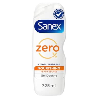 SANEX - Gel douche Nourrissant Zero% pour peaux sèches - Offre jusqu'à 8h d'Hydratation - le flacon de 725 ml