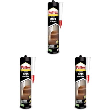 PATTEX Colle de fixation sans solvant, Colle acrylique ultra-puissante - Bois Plinthes, cartouche de 380g (Lot de 3)