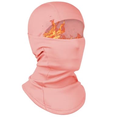 AUYAO Cagoule Balaclava, Cagoule Moto Hiver Coupe-Vent, Masque Intégral Moto, Casque Ski Thermique, Doux et Respirable, Accessoire Moto pour Ski Vélo pour Homme et Femme, Rose