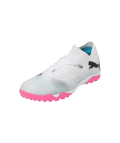 Puma Men Future 7 Match Tt Soccer Shoes, Puma White-Puma Black-Poison Pink, 44 EU