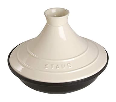 STAUB Plat à Tajine en Fonte, Couvercle Céramique, Ø 20 cm, Crème