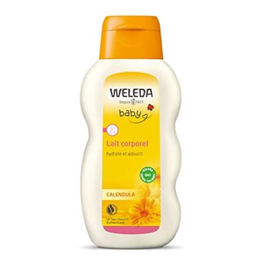 WELEDA - Lait corporel Calendula - Adoucit et hydrate - Pour la peau délicate délicate des bébés et des jeunes enfants ou les adultes à la peau sensible - NATRUE - 200 ml