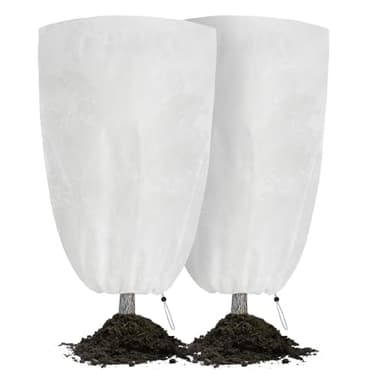 Velway Housse Hivernage Plante Exterieur 120x180cm - Lot de 2 80g/m² Voile d’Hivernage avec Fermeture Éclair et Cordon, Réutilisable Protection Contre Le Froid et Le Gel pour Arbustes et Palmiers