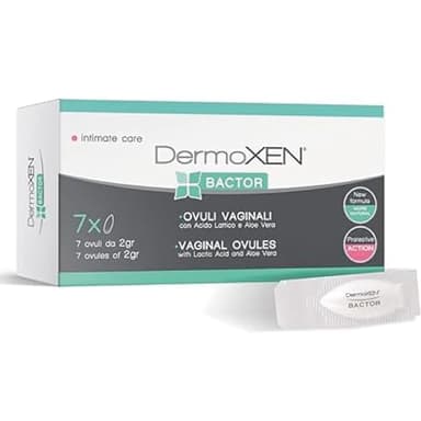 DERMOXEN Bactor Ovule Mycose Gynecologue. Ovule Intime Anti Odeur Femme, Désinfectants et Fongicides contre Candidose, Vaginose, Vaginite, pour Brûlures et Démangeaisons. 7 Ovules