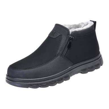 Dinglong EU 47 Bottine Neige Bottes De Neige Chaudes Et Froides pour Hommes, Printemps Et Automne, Grande Taille, en Velours, Plus Épais, Fermeture Éclair Latérale, Décontractées, À Fond Courtes
