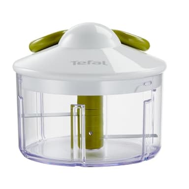 Tefal Hachoir manuel 5 secondes, 500 ml, Système de coupe breveté, Lames en acier inoxydable, Fermeture sécurisée, Poignée ergonomique, Cuisine rapide et facile K1330404, Blanc/Vert