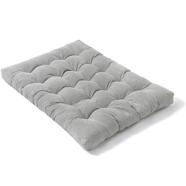 Bananair - Futon 2 Places Épais & Confortable, Rembourrage en Mousse - Tissu en Velours Côtelé, Doux & Élégant - Sangles Incluses, Matelas de Sol Pliable Pratique (160x200 cm, Gris Clair)