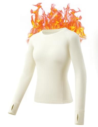 gagli Sous-vêtements thermiques pour femme, couche de base pour temps froid, ensemble thermique ultra doux, ensemble haut et bas doublés en polaire, blanc, M
