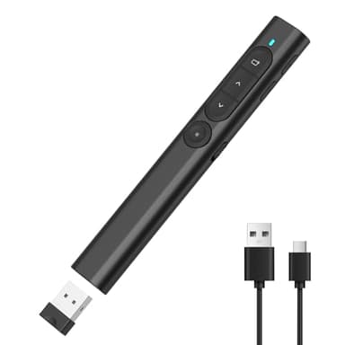 elzle Télécommande Présentation Sans Fil, Clicker PowerPoint Rechargeable avec Hyperlien & Contrôle Volume, Compatible Mac, PC, Ordinateurs Portables